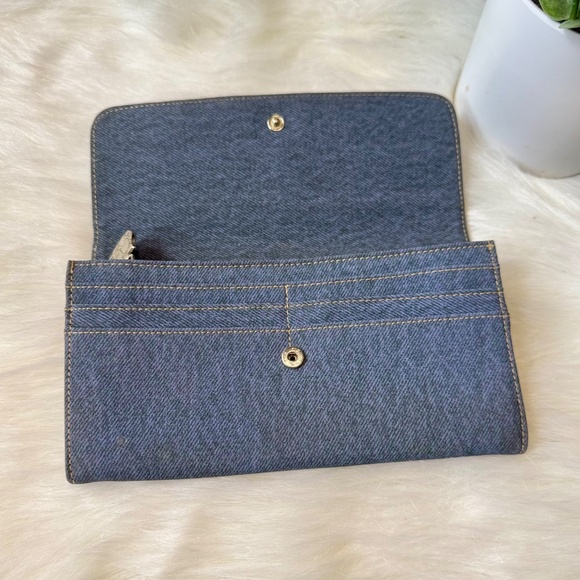 Garfield Faux Denim Long Flap Wallet with Engraved Front - Picture 4 of 15